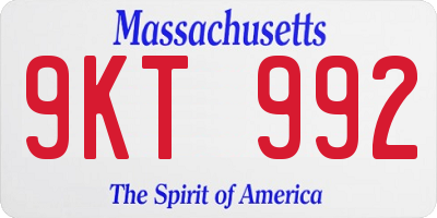 MA license plate 9KT992