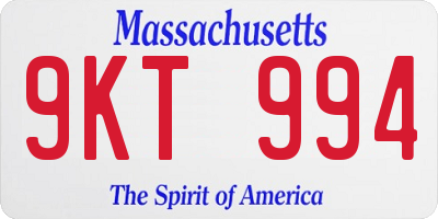MA license plate 9KT994
