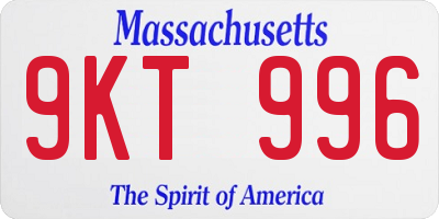 MA license plate 9KT996