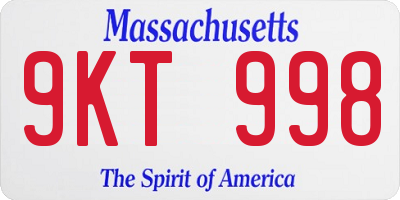 MA license plate 9KT998