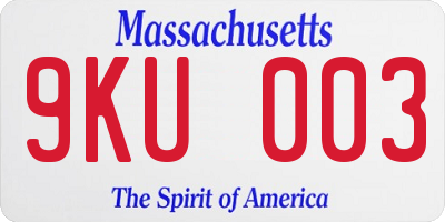 MA license plate 9KU003
