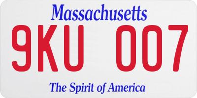 MA license plate 9KU007
