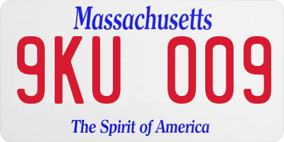 MA license plate 9KU009