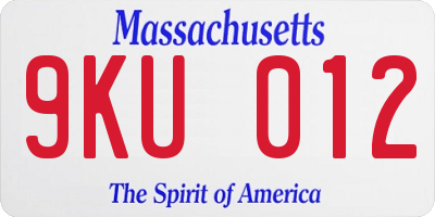 MA license plate 9KU012