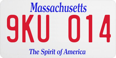 MA license plate 9KU014