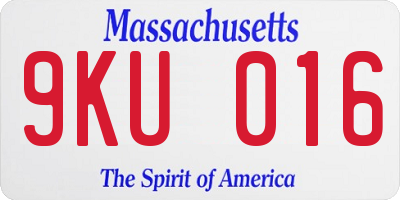 MA license plate 9KU016