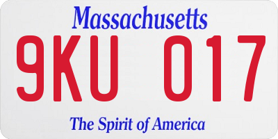 MA license plate 9KU017
