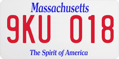 MA license plate 9KU018
