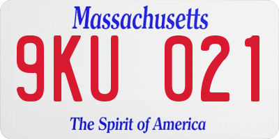MA license plate 9KU021