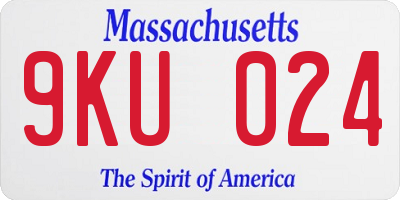 MA license plate 9KU024