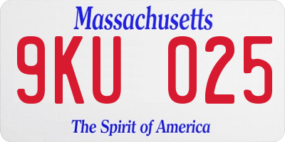 MA license plate 9KU025