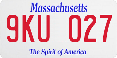 MA license plate 9KU027
