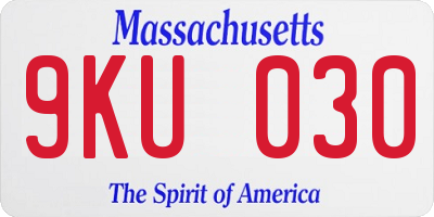 MA license plate 9KU030