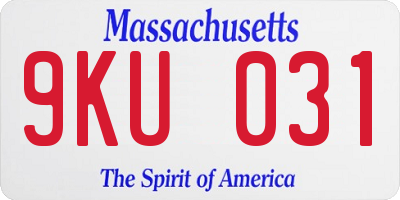 MA license plate 9KU031