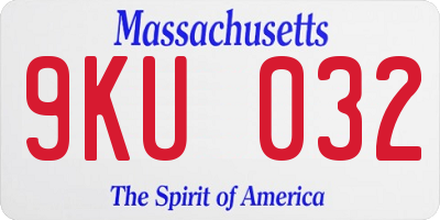 MA license plate 9KU032