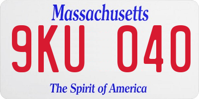 MA license plate 9KU040