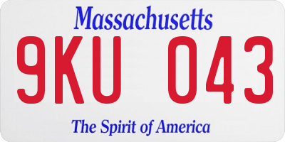 MA license plate 9KU043