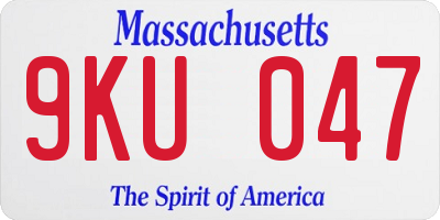MA license plate 9KU047