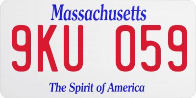 MA license plate 9KU059