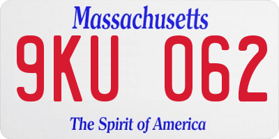 MA license plate 9KU062