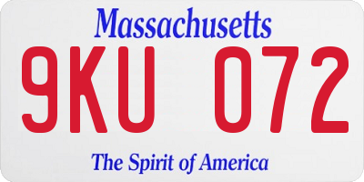 MA license plate 9KU072