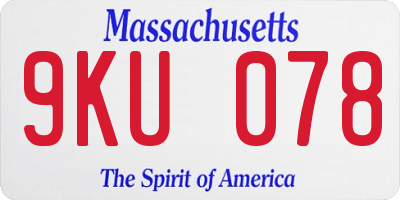 MA license plate 9KU078