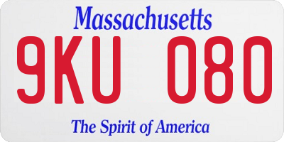 MA license plate 9KU080