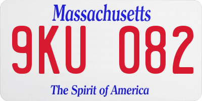 MA license plate 9KU082