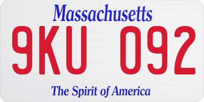 MA license plate 9KU092
