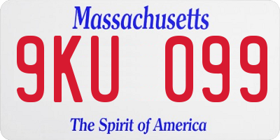 MA license plate 9KU099