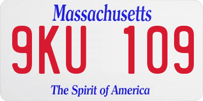 MA license plate 9KU109