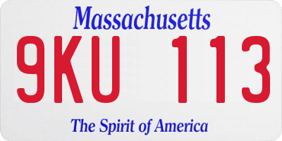 MA license plate 9KU113