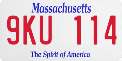 MA license plate 9KU114