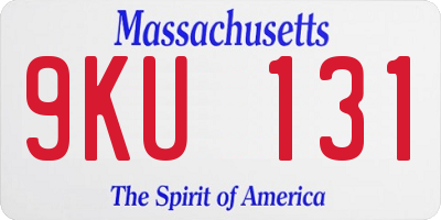 MA license plate 9KU131