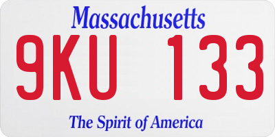 MA license plate 9KU133