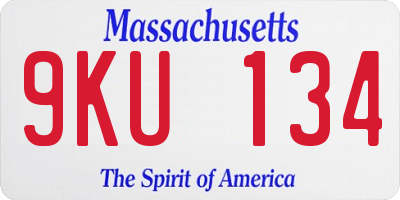 MA license plate 9KU134