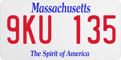 MA license plate 9KU135