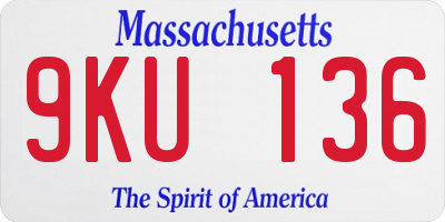 MA license plate 9KU136