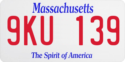 MA license plate 9KU139