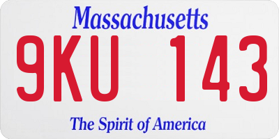 MA license plate 9KU143