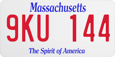 MA license plate 9KU144