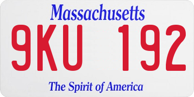 MA license plate 9KU192