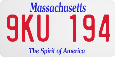 MA license plate 9KU194