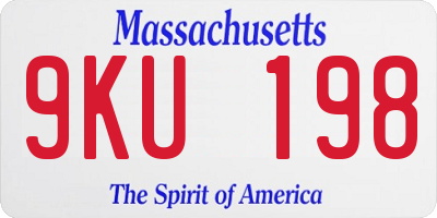MA license plate 9KU198