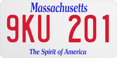 MA license plate 9KU201