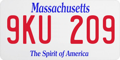 MA license plate 9KU209