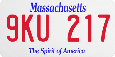 MA license plate 9KU217
