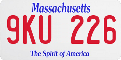 MA license plate 9KU226