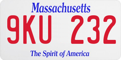 MA license plate 9KU232