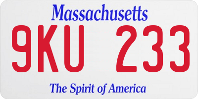 MA license plate 9KU233